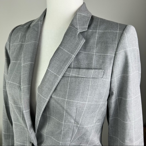 Calvin Klein womens grey white one button blazer size 2P - Picture 3 of 9